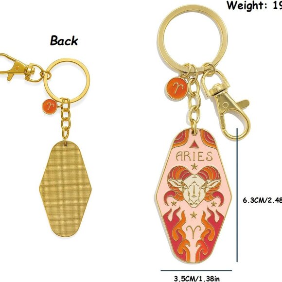 Zodiac Sign Keychain Enamel Metal Gift for Astrology Lovers Compact Durable - Picture 7 of 7